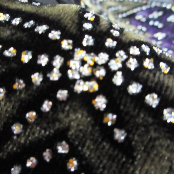 Black & Purple Glitter Silk Viscose Burnout Velvet Scarf Black Witchy Whimsigoth - Picture 11 of 13